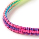 Изготовление регулируемого браслета из полиэстера цвета радуги для женщин(BJEW-F454-02)-3