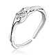 Rhodium Plated 925 Sterling Silver Open Cuff Ring(JR890A)-1