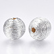 Perles de bois recouvertes de fil de cordon polyester(WOVE-S117-14mm-06)-1