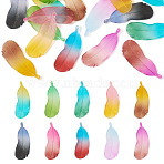 20Pcs 10 Colors Two Tone Frosted Acrylic Pendants, Feather Shapes, Mixed Color, 46.5x17x3.5mm, Hole: 1.4mm, 20pcs/set(FACR-TA0001-07)