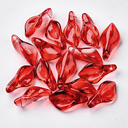 Transparent Spray Painted Glass Pendants, Petaline, Red, 20x10.5x6mm, Hole: 1.2mm(GLAA-S054-007A-01)