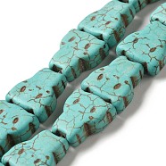 Synthetic Turquoise Dyed Beads Strands, Cat Shape, Turquoise, 20x18.5x7.5mm, Hole: 1mm, about 20pcs/strand, 15.83''(40.2cm)(G-E594-02)