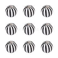 Natural Wooden Beads, DIY Jewelry Accessories, Round with Stripe Patten, White, 5/8 inch(16mm), Hole: 4mm(WOOD-TAC0010-04B)