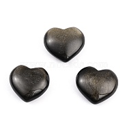 Natural Golden Sheen Obsidian Heart Love Stone, Pocket Palm Stone for Reiki Balancing, 26x24.5x12.5mm(G-B002-02)