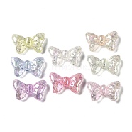 UV Plated & Crackle Transparent Acrylic Beads, Mixed Color, Bowknot, 13.5x22x6mm, Hole: 1.8mm(OACR-G033-04B)