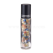 Glass Roller Ball Bottles, Essential Oil Refillable Bottle, with Mixed Stone Chip Beads, for Personal Care, 85x20mm, Beads: 3x11~3x7mm, Capacity: 10ml(AJEW-P073-A04)