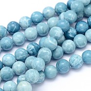 Natural Gemstone Beads Strands, Imitation Larimar, Dyed, Round, 10mm, Hole: 1mm, about 38pcs/strand, 15.74 inch(G-L367-01-10mm)
