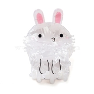 PVC Plastic Claw Hair Clips for Women, with Alloy Finding, Rabbit, White, 50x40x49mm(PHAR-D016-02A)