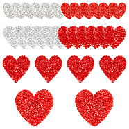 26Pcs 6 Style Heart Hotfix Rhinestone, Costume Accessories, Sewing Craft Decoration, Mixed Color, 25~55x25~54x2.5~2.8mm(AJEW-FG0002-25)