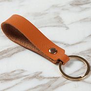 PU Leather Keychain with Iron Belt Loop Clip for Keys, Sienna, 10.5x3cm(PW23021325658)