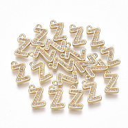 Brass Cubic Zirconia Charms, Letter, Clear, Real 18K Gold Plated, Letter.Z, 11x6x1.5mm, Hole: 1mm(KK-S348-330Z)