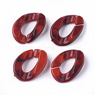 Acrylic Ring Links, Imitation Gemstone, Twist, Red, 24x17x5.5mm, Hole: 12x6mm, about 590pcs/500g(OACR-S022-18A)