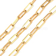 304 Stainless Steel Paperclip Chains, Drawn Elongated Cable Chains, Unwelded, with Spool, Golden, 18x7.5x1.6mm, about 32.8 Feet(10m)/roll(CHS-F011-01B-G)
