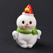 Christmas Theme Resin Display Decoration, for Home Decoration, Photographic Prop, Dollhouse Accessories, Snowman with Scarf & Hat, White, 39.5x28.5x21mm(RESI-H141-40)