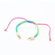 Adjustable Nylon Thread Braided Bead Bracelet Making, with Brass Beads, Natural Cultured Freshwater Pearl Beads and 304 Stainless Steel Jump Rings, Golden, Colorful, 6~12-1/8 inch(15~30.5cm)(AJEW-JB00791-01)