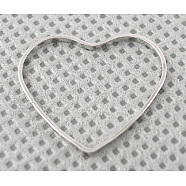 Brass Linking Rings, Valentine's Day Jewelry Accessory, Heart, Plated in Platinum Color, Nickel Free, about 7mm wide, 6mm long, 1mm thick(X-EC066-1NF)