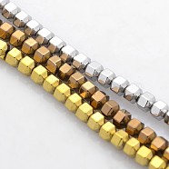 Electroplate Non-magnetic Synthetic Hematite Beads Strands, Faceted Drum, Mixed Color, 3x3mm, Hole: 1mm, about 159pcs/strand, 15.7 inch(G-J215-M)