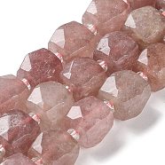 Synthetic Strawberry Quartz Beads Strands, with Seed Beads, Cube, Faceted, 9.5~11x9.5~10.5x9.5~10.5mm, Hole: 1.2mm, about 29pcs/strand, 15.35~15.67''(39~39.8cm)(G-B065-A08)