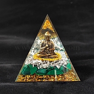 Buddha Orgonite Pyramid, Resin Ornaments, for Home Office Desktop Decoration, Colorful, 60x60x60mm(PW-WG41319-01)