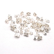 304 Stainless Steel Ear Nuts, Butterfly Earring Backs for Post Earrings, Silver, 6x4x3mm, Hole: 0.7mm(STAS-N090-JA716-1)