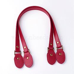 (Holiday Stock-Up Sale)Imitation Leather Bag Handles, for Bag Straps Replacement Accessories, Oval, Red, 640x18x3.5mm, Hole: 1.5mm(FIND-T010-04B)