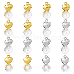 16Pcs 2 Colors Silicone Ear Nuts, with Brass Finding, Heart with Word Love Belt Earring Backs, Platinum & Golden, 13.5x6x4.5mm, Hole: 0.7mm and 1mm, 8Pcs/color(KK-CA0002-50)