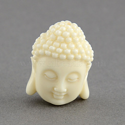 Synthetic Coral Beads, Dyed, Buddha Head, White, 15.5x11x6mm, Hole: 1.5mm(X-CORA-S003-15mm-01)