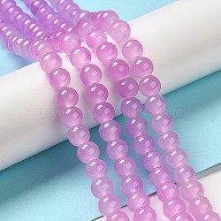 Baking Painted Imitation Jade Glass Round Bead Strands, Medium Orchid, 8.5~9mm, Hole: 1.5mm, about 105pcs/strand, 31.8 inch(X-DGLA-Q021-8mm-44)