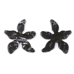 Cellulose Acetate(Resin) Pendants, with Glitter Powder, Flower, Black, 45x40.5x3mm, Hole: 1.4mm(X-KY-S157-11A)