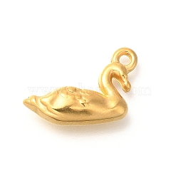 Ion Plating(IP) 304 Stainless Steel Pendants, Swan Charm, Real 18K Gold Plated, 13x20x5.3mm, Hole: 2mm(STAS-I321-13G)