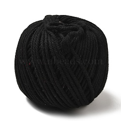 Macrame Cotton Cord, Twisted Cotton Rope, for Wall Hanging, Plant Hangers, Crafts and Wedding Decorations, Black, 4mm, about 120.29 yards(110m)/roll(OCOR-L039-A04-4mm)