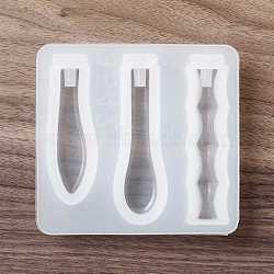 DIY Drop & Bamboo Stick Handle Silicone Molds, Resin Casting Molds, For UV Resin, Epoxy Resin Mini Cutlery Craft Making, White, 101x108x17.5mm, Hole: 5mm, Inner Diameter: 68~82x14~21mm(DIY-C055-04)