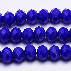 Imitation Jade Glass Bead Strands, Faceted, Rondelle, Blue, 3.5x2.5~3mm, Hole: 1mm, about 139pcs/strand, 14 inch(GLAA-F001-3x2mm-01)