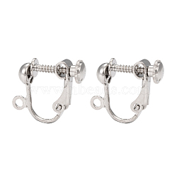 Brass Screw On Clip-on Earring Dangling Charms Pendants Setting Findings, Spiral Ear Clip, for Non-Pierced Ears, Platinum, 14x17x4mm, Hole: 1mm(KK-M019-01P)