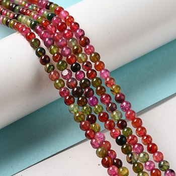 Dyed Natural Agate Beads Strands, Round, 4mm, Hole: 0.5mm, about 95pcs/strand, 14.9 inch