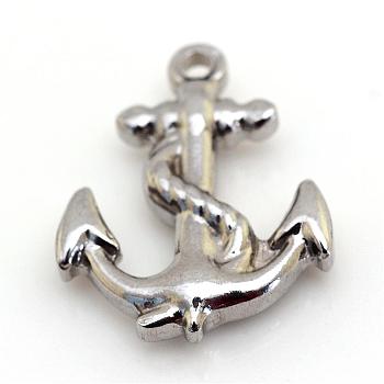 201 Stainless Steel Pendants, Anchor, Stainless Steel Color, 18.5x14.5x3mm, Hole: 1.5mm