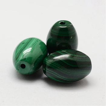 Barrel Natural Malachite Beads, 14x10mm, Hole: 1mm