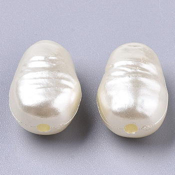 ABS Imitation Pearl Acrylic Beads, Oval , Floral White, 15x10.5x8mm, Hole: 1.8mm, about 690pcs/500g