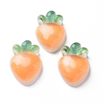 Transparent Epoxy Resin Cabochons, Faceted, Carrot, Sandy Brown, 23x16.5x7mm