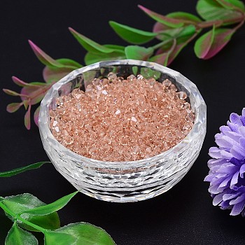 Faceted Imitation Austrian Crystal Bead Strands, Grade AAA, Bicone, PeachPuff, 3x3mm, Hole: 0.7~0.9mm, about 1440pcs/bag