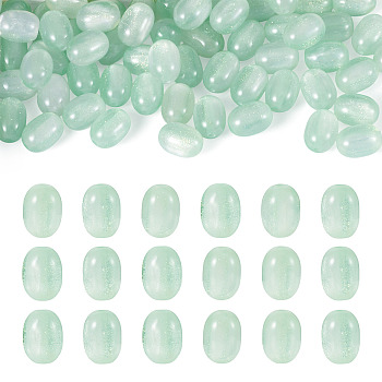 Resin UV Reactive Beads, Color Changing Beads, Oval, with Glitter Powder, Green, 11x8mm, Hole: 1.6mm
