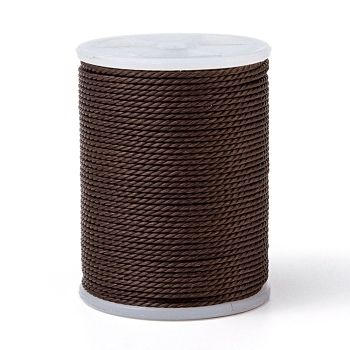 Round Waxed Polyester Cord, Taiwan Waxed Cord, Twisted Cord, Saddle Brown, 1mm, about 12.02 yards(11m)/roll