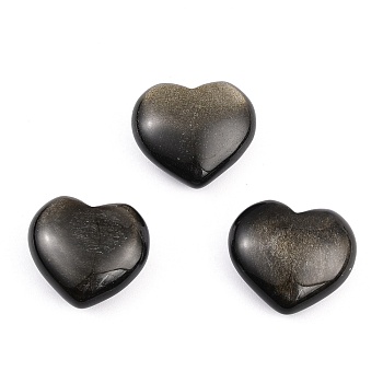 Natural Golden Sheen Obsidian Heart Love Stone, Pocket Palm Stone for Reiki Balancing, 26x24.5x12.5mm