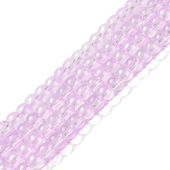 Glass Bead Strands, with Glitter Powder, Round, Violet, 6x5.5mm, Hole: 1mm, about 142pcs/strand, 29.92''(76cm)