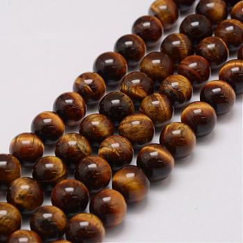 Natural & Dyed Tiger Eye Bead Strands, Grade AB, Round, 16mm, Hole: 1.5mm, about 25pcs/strand, 14.9 inch~15.5 inch