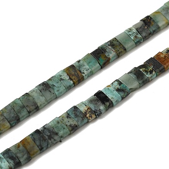 Natural African Turquoise (Jasper) Beads Strands, 2-Hole, Rectangle, 2.5~3x5x2.5mm, Hole: 0.8mm, about 138~140pcs/strand, 15.28''~15.31''(38.8~38.9cm)