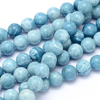 Natural Gemstone Beads Strands, Imitation Larimar, Dyed, Round, 10mm, Hole: 1mm, about 38pcs/strand, 15.74 inch
