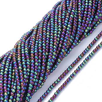 Electroplate Glass Beads Strands, Full Plated, Round, Multi-color Plated, 2.5mm, Hole: 0.7mm, about 177pcs/Strand, 14.09 inch(35.8cm)