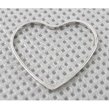 Brass Linking Rings, Valentine's Day Jewelry Accessory, Heart, Plated in Platinum Color, Nickel Free, about 7mm wide, 6mm long, 1mm thick
