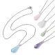 Dyed Natural Quartz Crystal Twist Teardrop Pendant Necklaces(NJEW-JN04497-01)-1